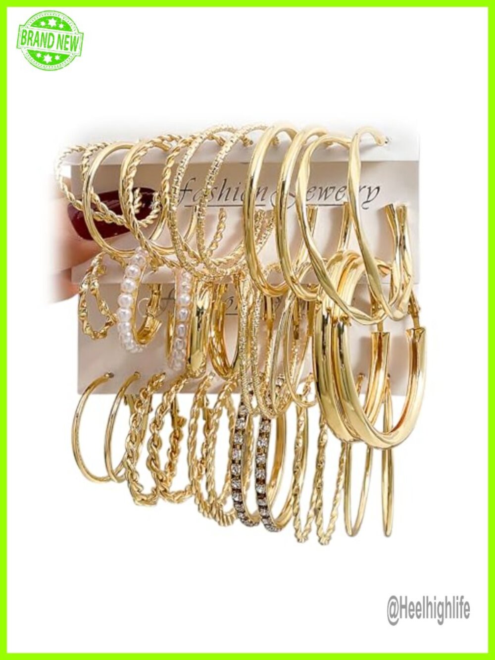 Gold Plated Hoop Earrings Set Twisted Statement 18 Pairs